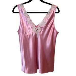 Oscar de la Renta Pink Label Pink Sleeveless Night Shirt White Lace L